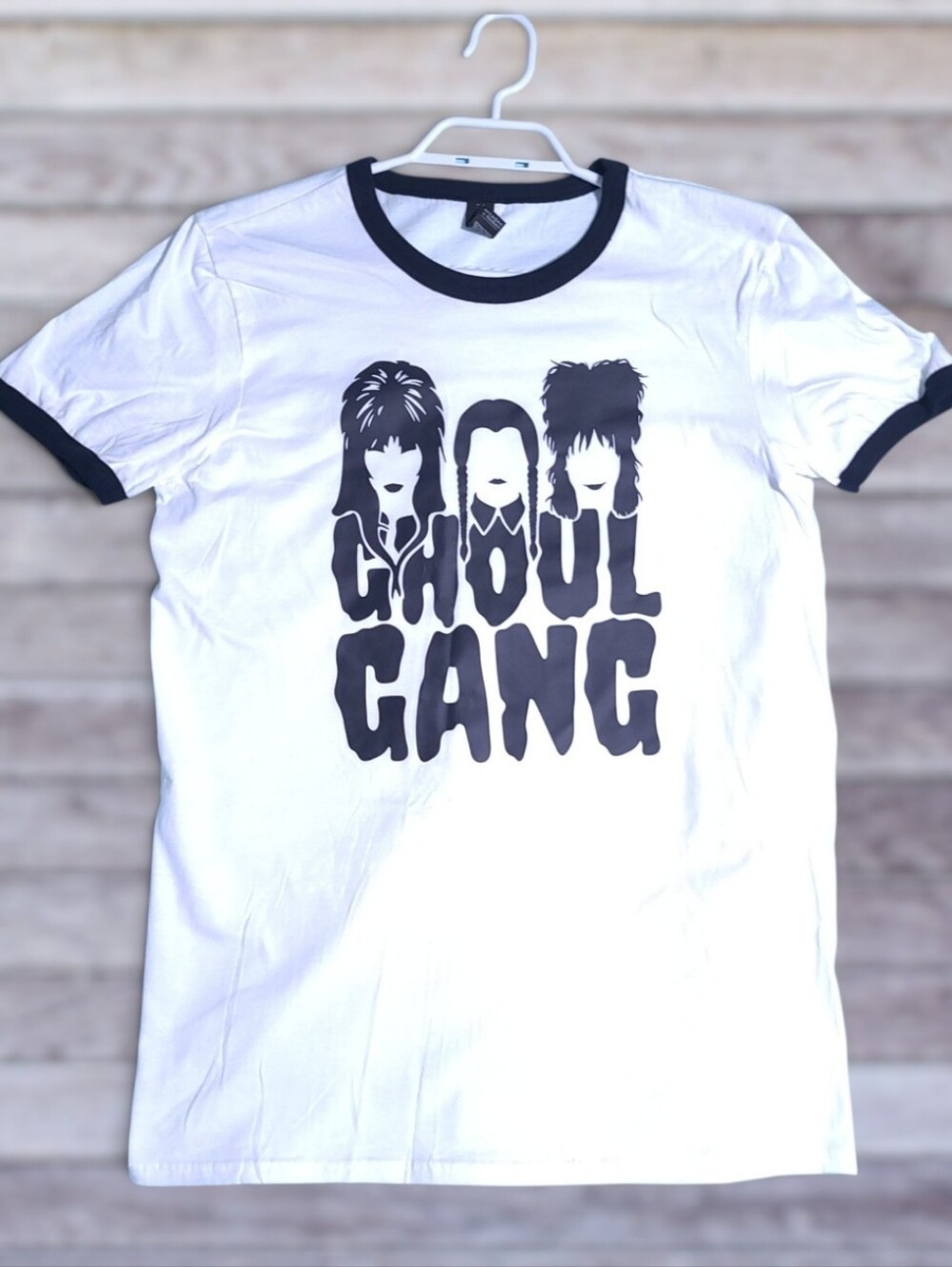 Custom Ghoul Gang Elvira Wednesday Lydia Retro Ringer T-Shirt Medium